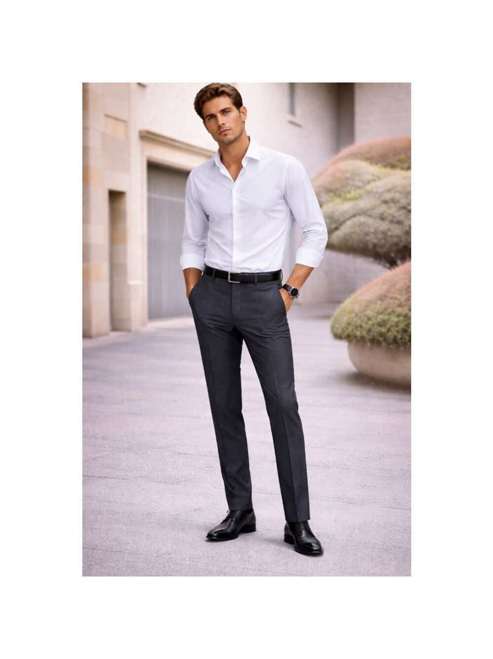 Zanetti Lanificio Di Biella Wool Dress Pants 38S Charcoal Porto Suit Slim